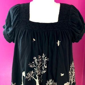 Smock style blouse with animal print